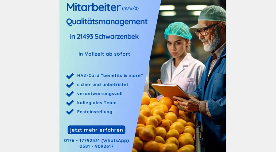 Mitarbeiter (m/w/d) Qualitätssicherung
