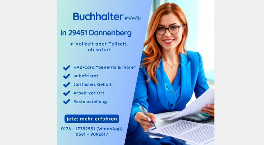 Buchhalter (m/w/d) in Voll- oder Teilzeit in 29451 Dannenberg