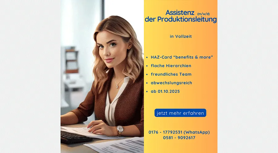 Assistenz der Produktionsleitung (m/w/d)