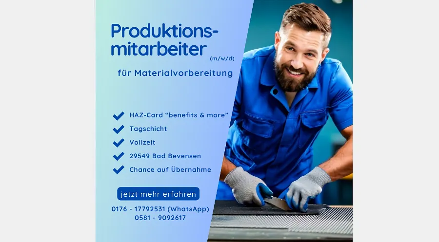 Produktionsmitarbeiter (m/w/d) Materialvorbereitung