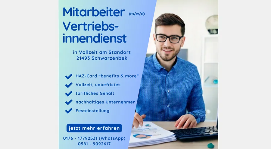 Mitarbeiter (m/w/d) Vertriebsinnendienst in Vollzeit